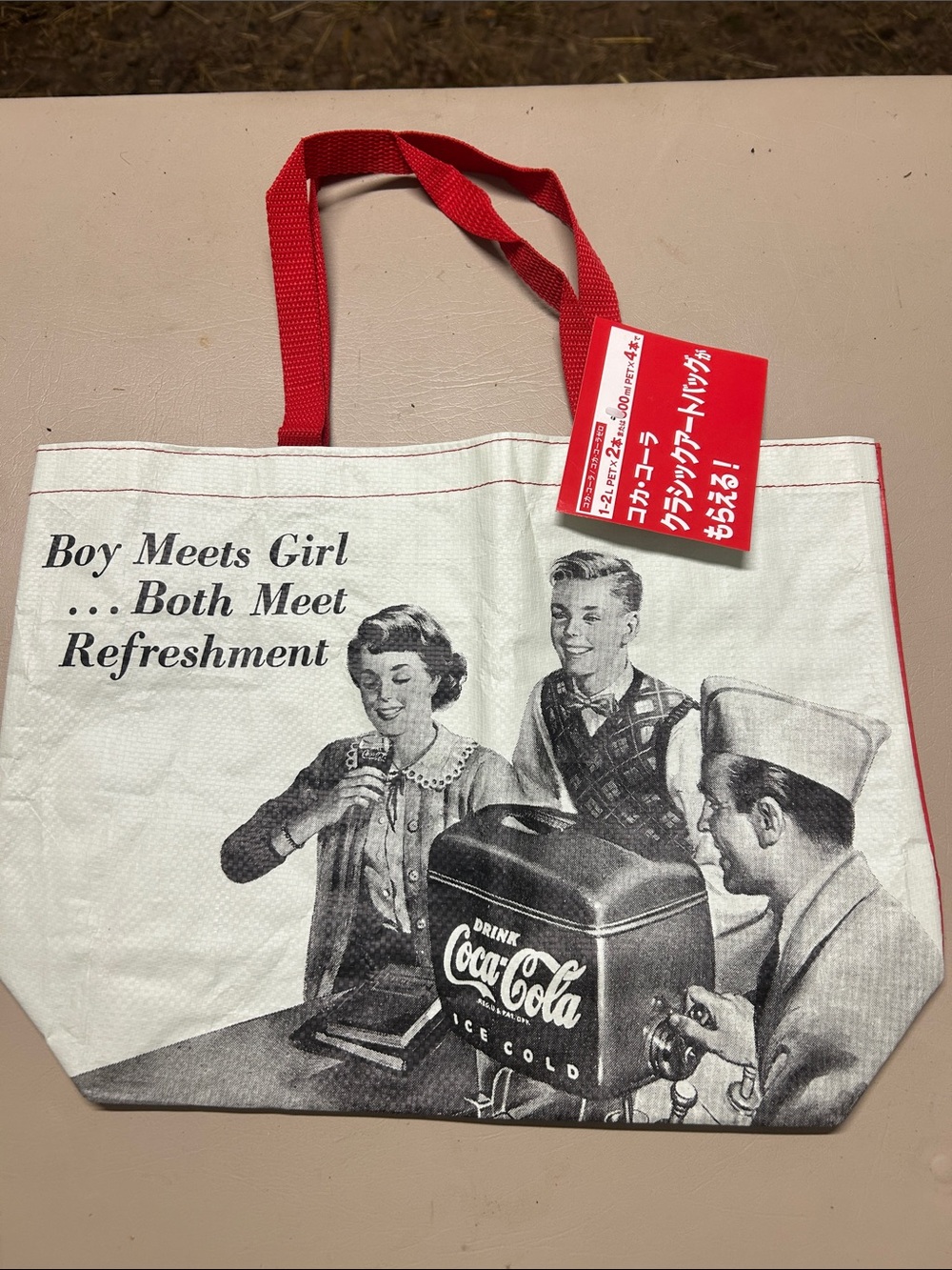 Coca Cola Red and White Retro Graphic Tote Bag